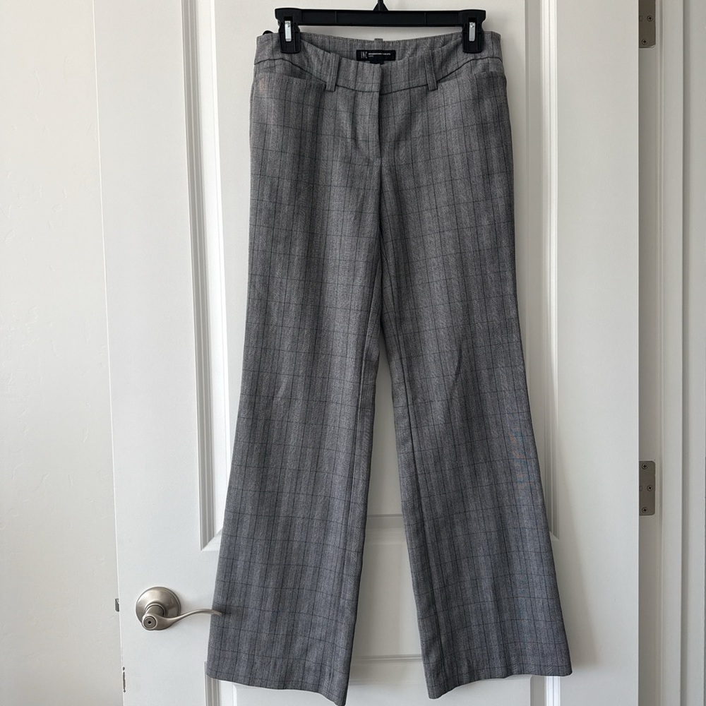 INC International Concepts Gray Plaid Wide-Leg Pants
